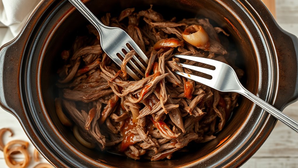 shred beef and serve