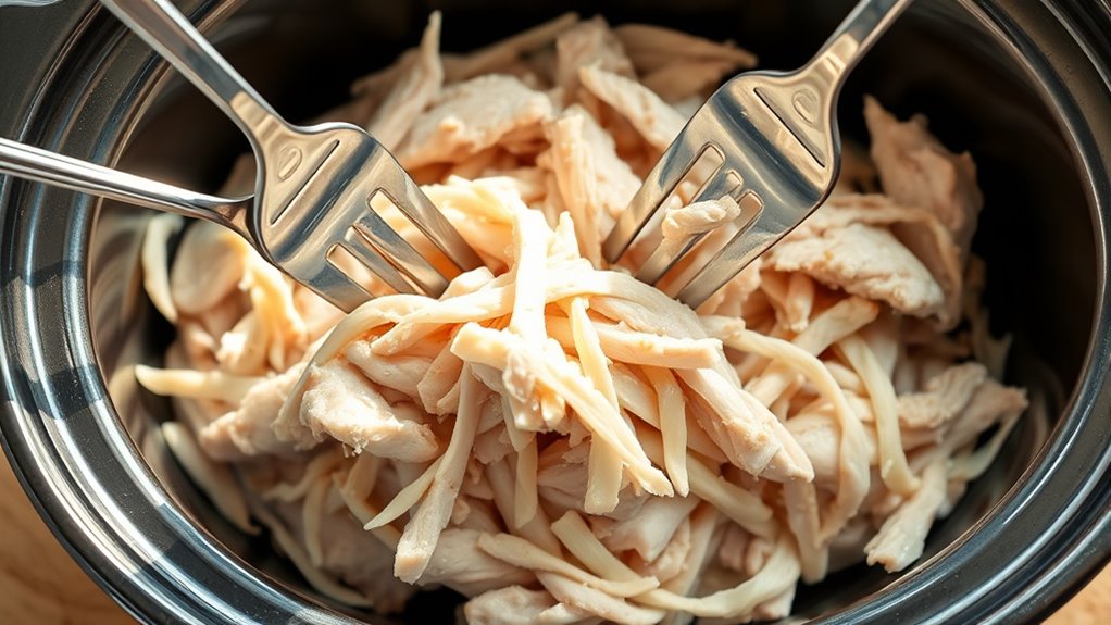 shred chicken using forks