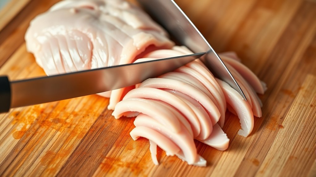 slice chicken into strips