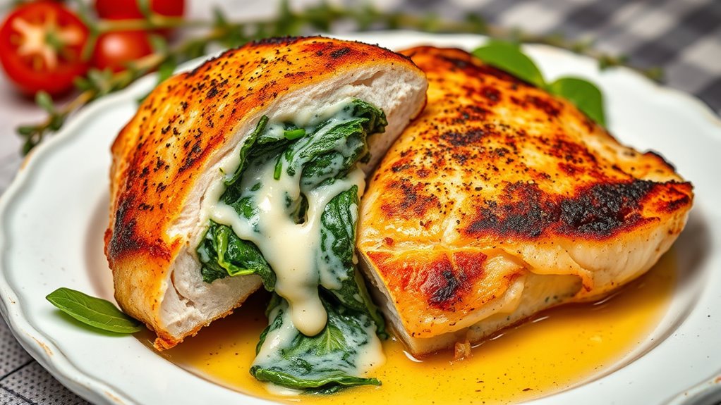 spinach filled parmesan chicken