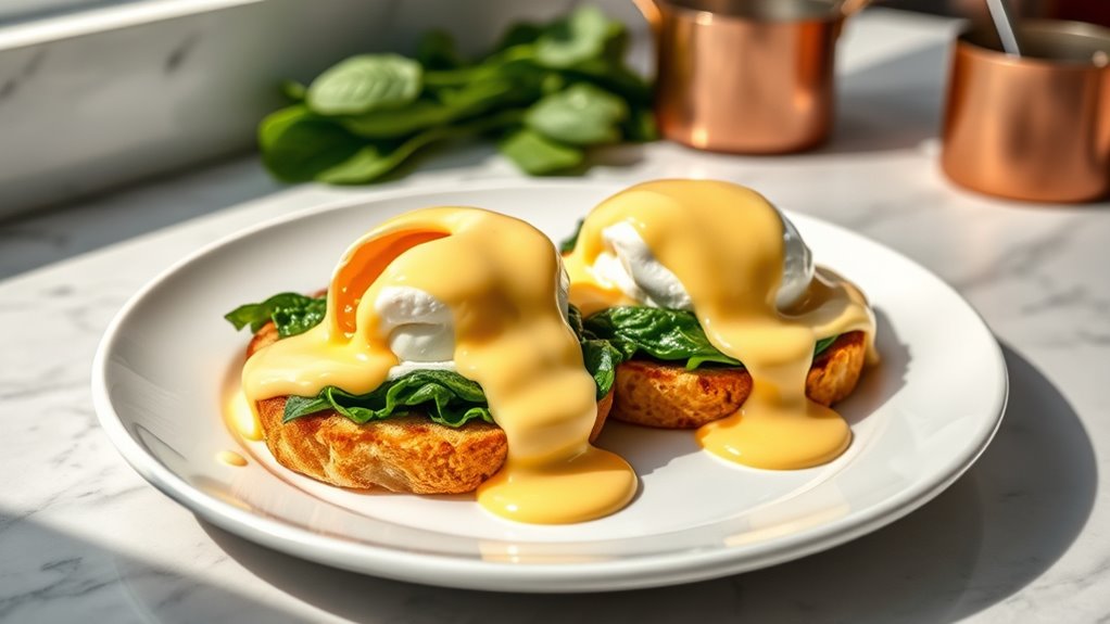 spinach topped poached eggs