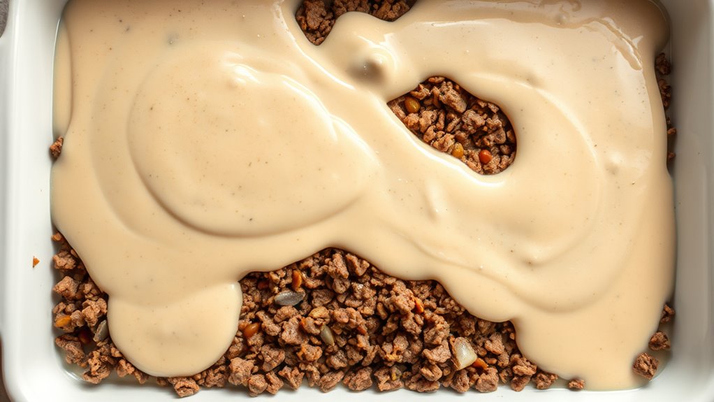 spread cream soup evenly