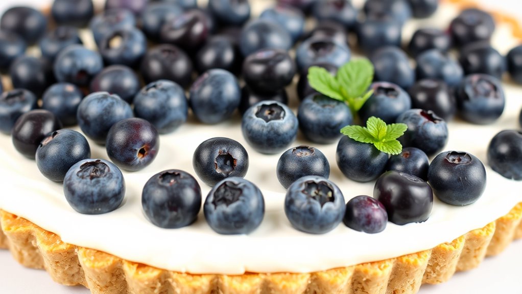 sprinkle blueberries on filling