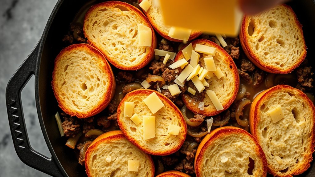 sprinkle cheese broil briefly