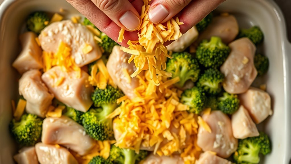 sprinkle cheese evenly distributed