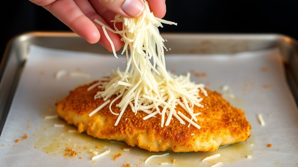 sprinkle cheese on cutlets
