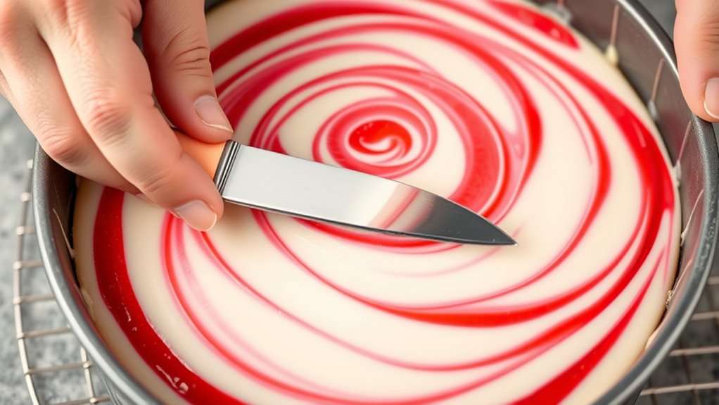 swirl batter using knife
