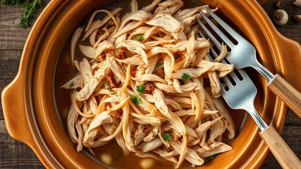 tender slow cooked shredded chicken