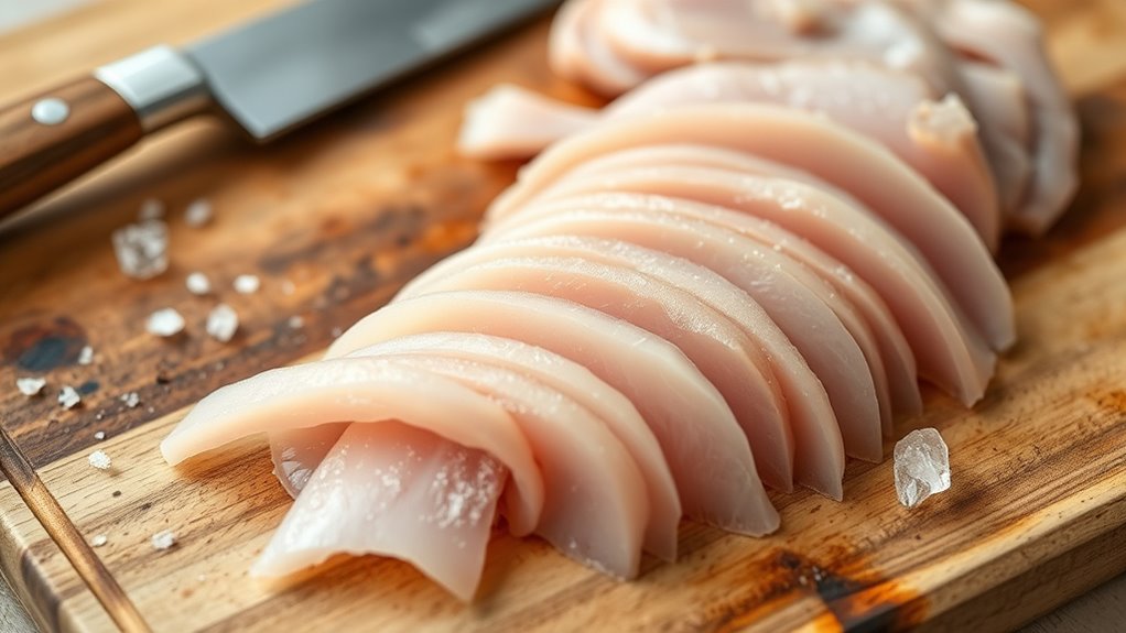 thinly slice the chicken