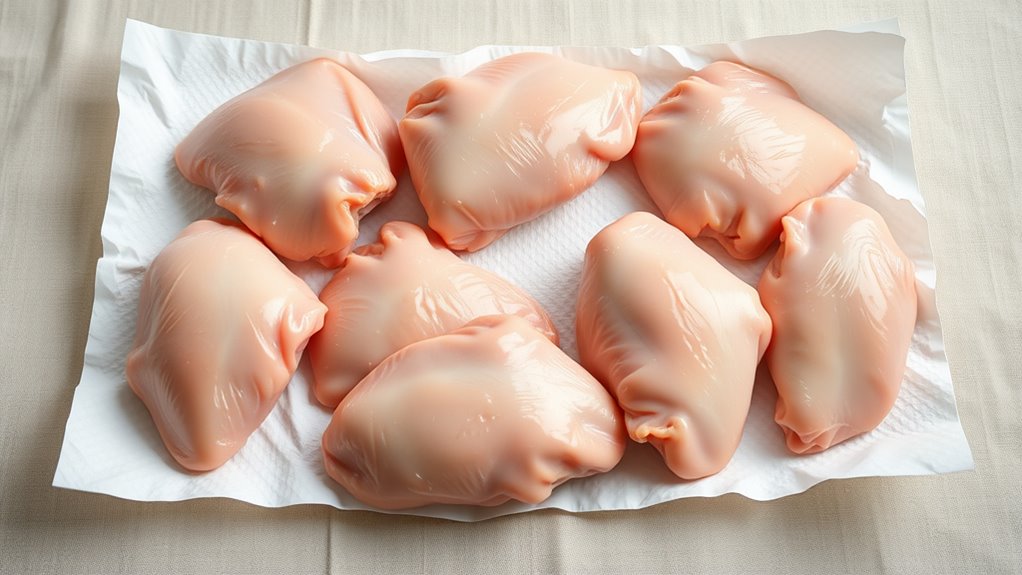 thoroughly dry chicken thighs
