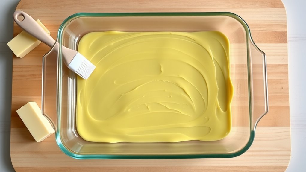 thoroughly grease baking dish