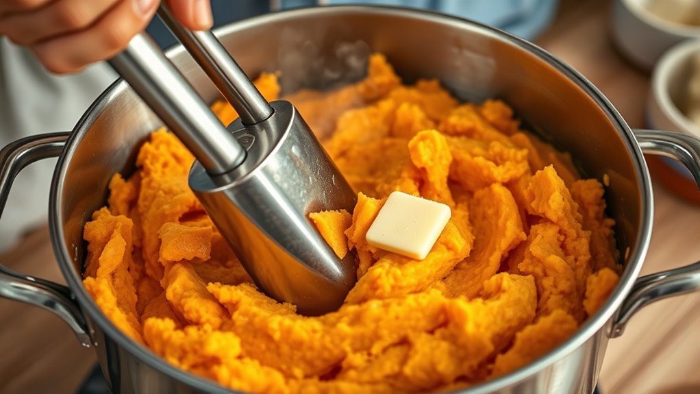 thoroughly mash sweet potatoes
