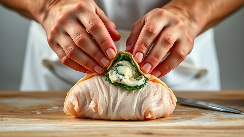 tightly roll the chicken