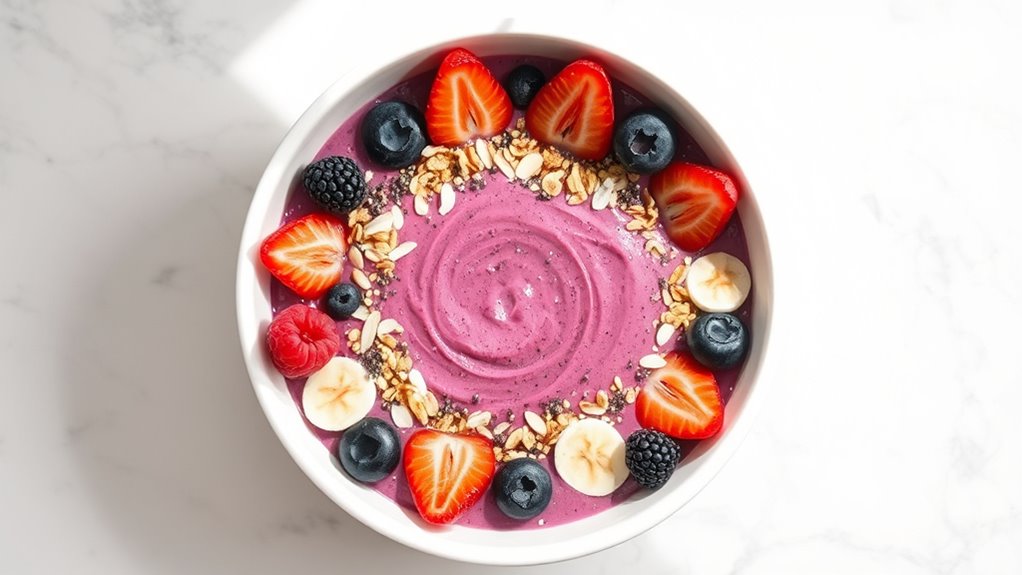vibrant blended fruit bowls