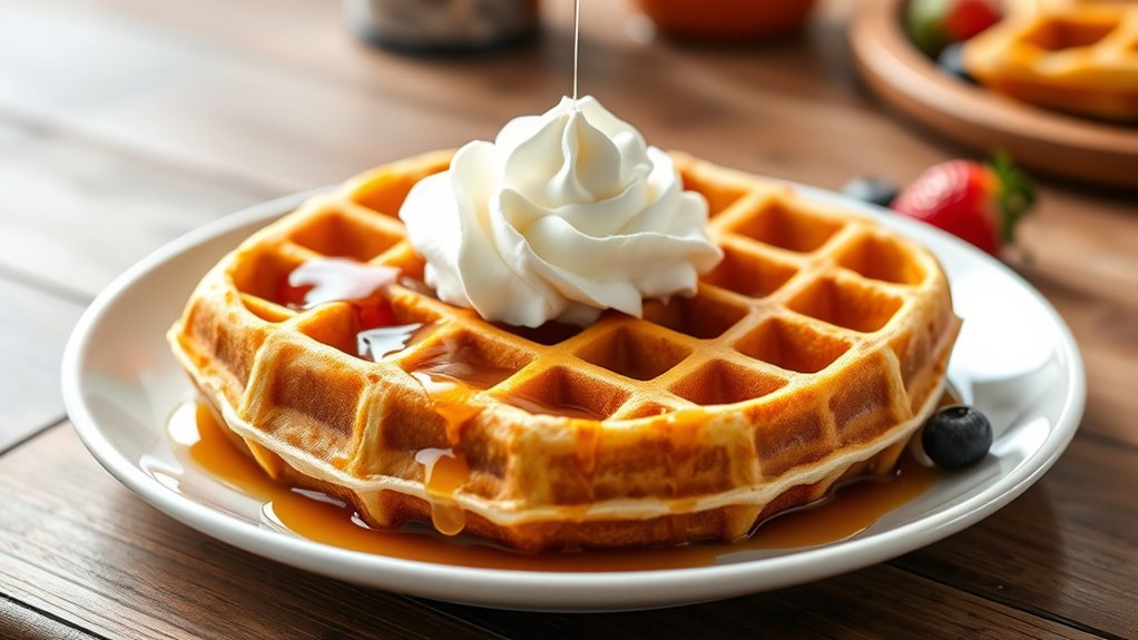 waffles topped with cream