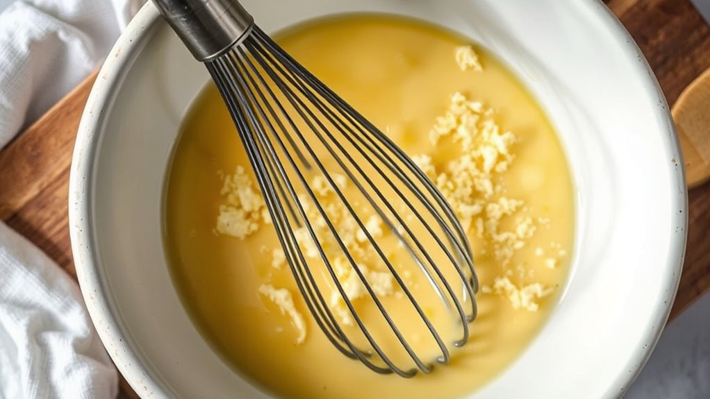 whisk together eggs and cheese