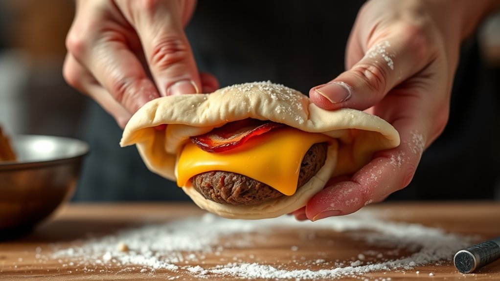 wrap dough around patties