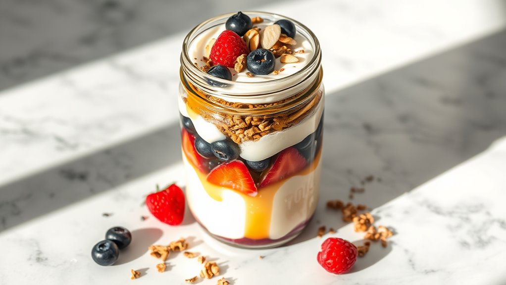 yogurt layered with granola