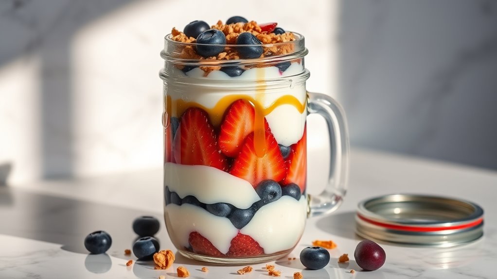 yogurt parfaits in jars