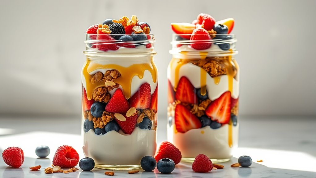 yogurt parfaits in jars